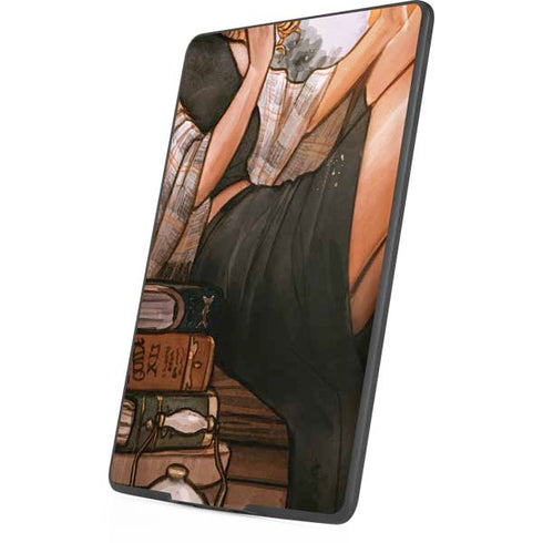 Cozy Autumn Library Witch with Cat and Coffee by Ivy Dolamore Amazon Kindle Skin