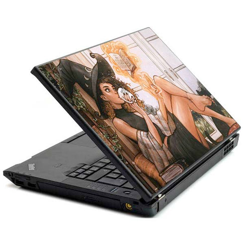 Cozy Autumn Library Witch with Cat and Coffee by Ivy Dolamore Lenovo T420 Skin