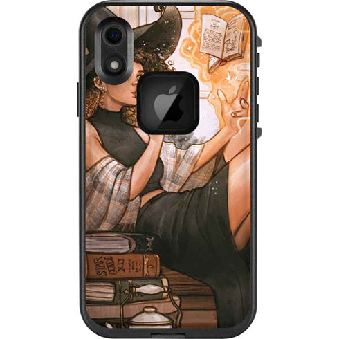 Cozy Autumn Library Witch with Cat and Coffee by Ivy Dolamore LifeProof Fre iPhone Skin