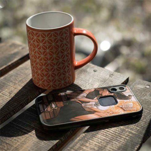 Cozy Autumn Library Witch with Cat and Coffee by Ivy Dolamore LifeProof Fre iPhone Skin