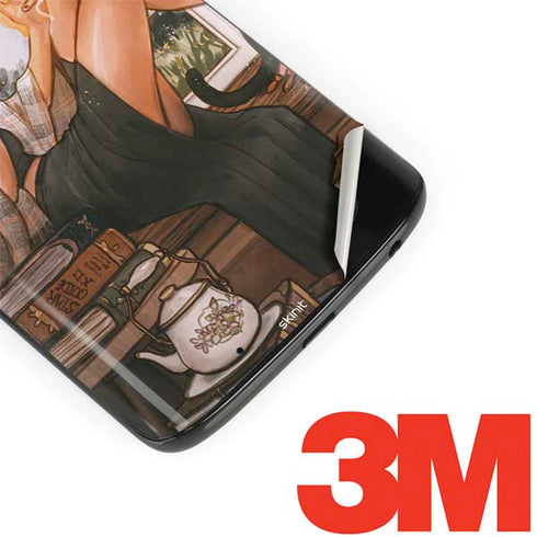 Cozy Autumn Library Witch with Cat and Coffee by Ivy Dolamore Moto G6 Skin