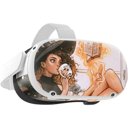 Cozy Autumn Library Witch with Cat and Coffee by Ivy Dolamore Oculus Quest 2 Skin