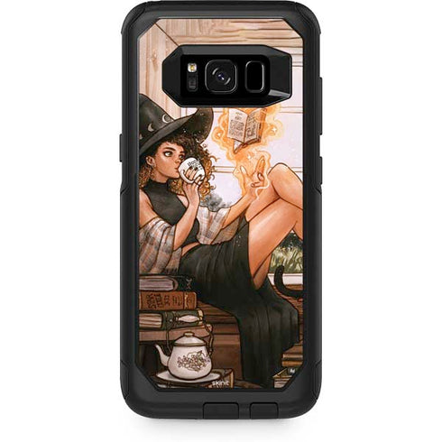 Cozy Autumn Library Witch with Cat and Coffee by Ivy Dolamore Otterbox Commuter Galaxy Skin