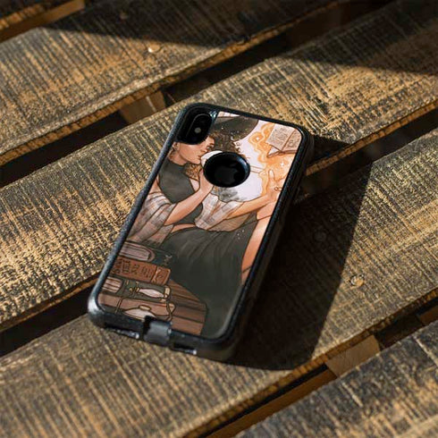 Cozy Autumn Library Witch with Cat and Coffee by Ivy Dolamore Otterbox Commuter iPhone Skin