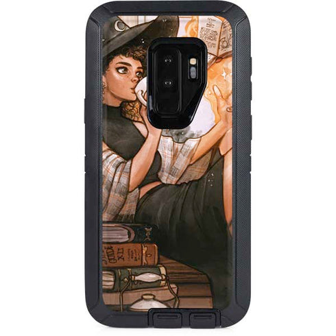 Cozy Autumn Library Witch with Cat and Coffee by Ivy Dolamore Otterbox Defender Galaxy Skin