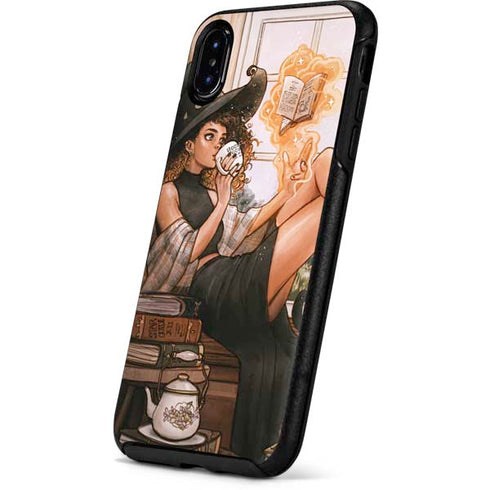 Cozy Autumn Library Witch with Cat and Coffee by Ivy Dolamore Otterbox Symmetry iPhone Skin