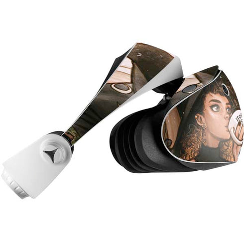 Cozy Autumn Library Witch with Cat and Coffee by Ivy Dolamore PlayStation VR2 Skin