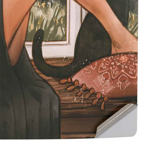 Cozy Autumn Library Witch with Cat and Coffee by Ivy Dolamore PS5 Console Skin