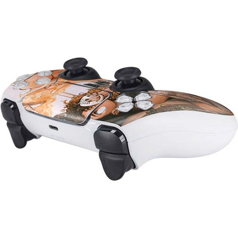 Cozy Autumn Library Witch with Cat and Coffee by Ivy Dolamore PS5 Controller Skin
