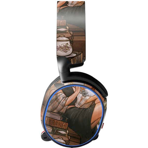 Cozy Autumn Library Witch with Cat and Coffee by Ivy Dolamore SteelSeries Arctis 5 Skin