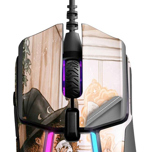 Cozy Autumn Library Witch with Cat and Coffee by Ivy Dolamore SteelSeries Rival 600 Gaming Mouse Skin