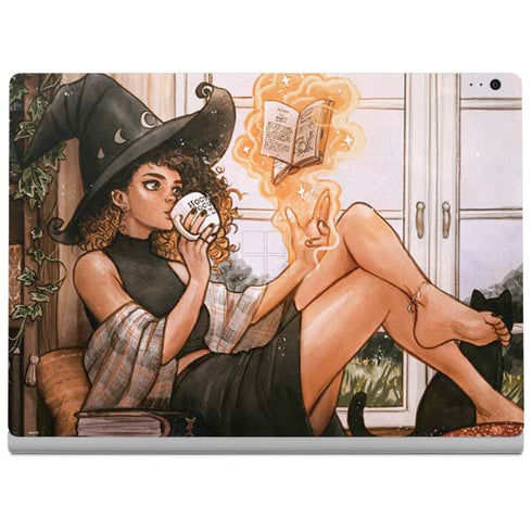 Cozy Autumn Library Witch with Cat and Coffee by Ivy Dolamore Surface Book 2 13.5in Skin