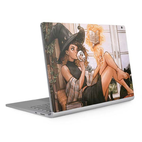Cozy Autumn Library Witch with Cat and Coffee by Ivy Dolamore Surface Book 2 15in Skin