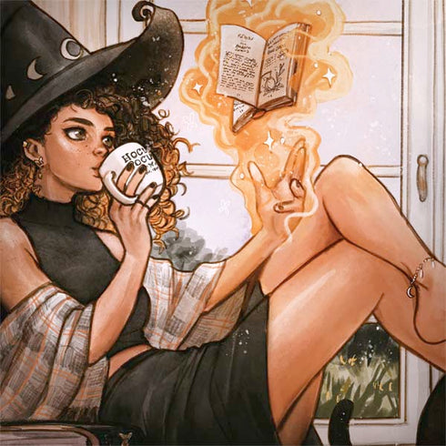 Cozy Autumn Library Witch with Cat and Coffee by Ivy Dolamore Surface Book 2 15in Skin