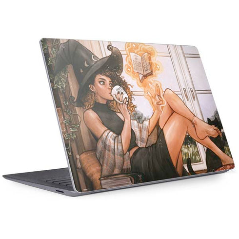 Cozy Autumn Library Witch with Cat and Coffee by Ivy Dolamore Surface Laptop 3 13.5in Skin