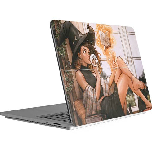 Cozy Autumn Library Witch with Cat and Coffee by Ivy Dolamore Surface Laptop Studio Skin