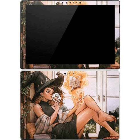 Cozy Autumn Library Witch with Cat and Coffee by Ivy Dolamore Surface Pro 4 Skin
