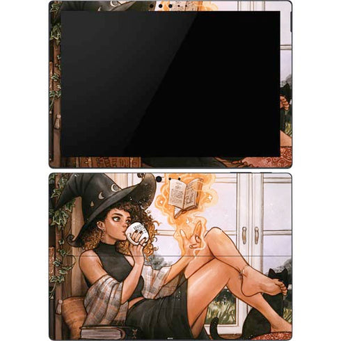 Cozy Autumn Library Witch with Cat and Coffee by Ivy Dolamore Surface Pro 6 Skin