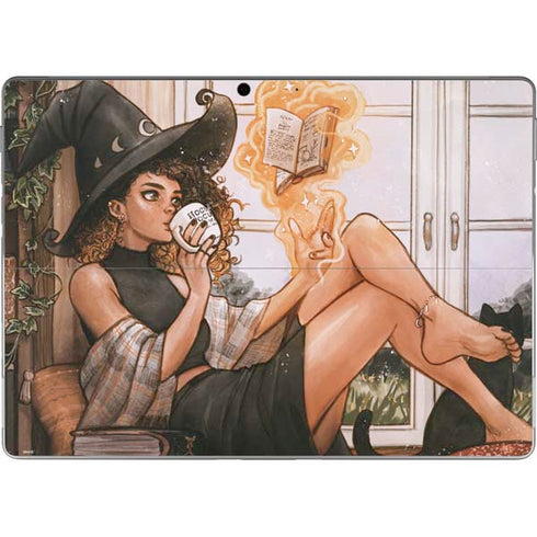 Cozy Autumn Library Witch with Cat and Coffee by Ivy Dolamore Surface Pro 8 Skin