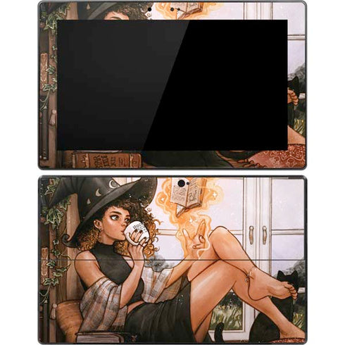 Cozy Autumn Library Witch with Cat and Coffee by Ivy Dolamore Surface Pro Tablet Skin