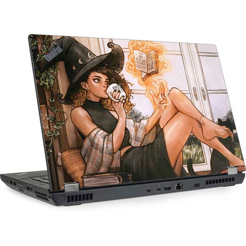 Cozy Autumn Library Witch with Cat and Coffee by Ivy Dolamore Lenovo ThinkPad Skin