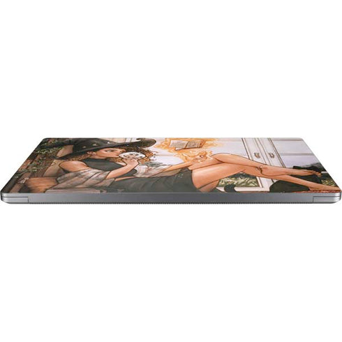 Cozy Autumn Library Witch with Cat and Coffee by Ivy Dolamore Universal Laptop 13in (10.6 x 7.6in) Skin