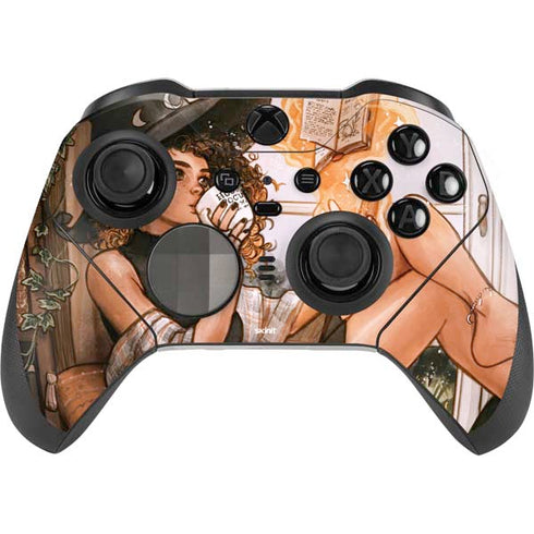 Cozy Autumn Library Witch with Cat and Coffee by Ivy Dolamore Xbox Elite Wireless Controller Series 2 Skin