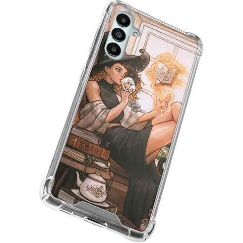 Cozy Autumn Library Witch with Cat and Coffee by Ivy Dolamore Galaxy A15 5G Clear Case