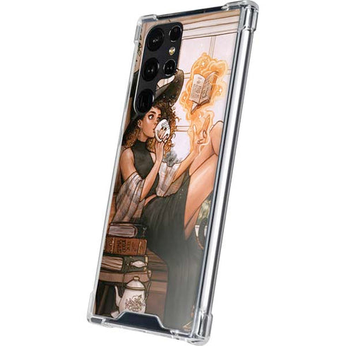Cozy Autumn Library Witch with Cat and Coffee by Ivy Dolamore Galaxy S24 Ultra Clear Case