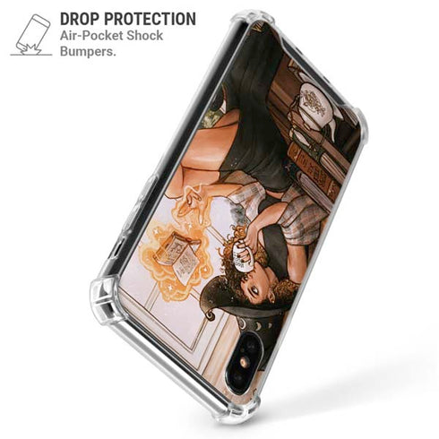 Cozy Autumn Library Witch with Cat and Coffee by Ivy Dolamore iPhone XS Max Clear Case