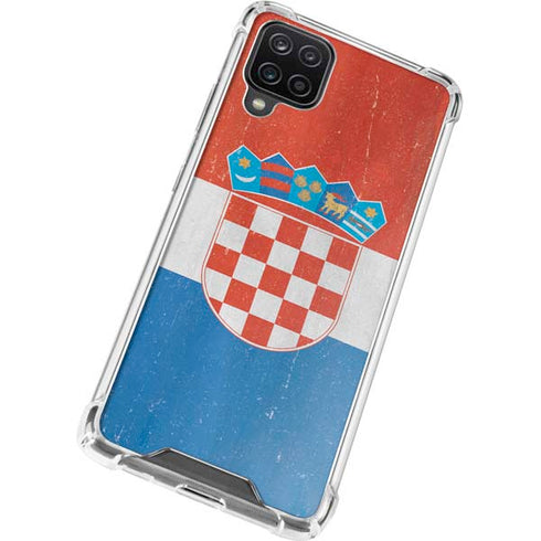 Croatia Flag Distressed Galaxy A12 Clear Case