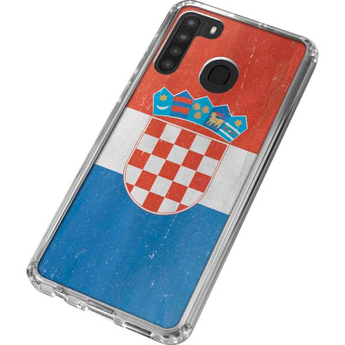 Croatia Flag Distressed Galaxy A21 Clear Case