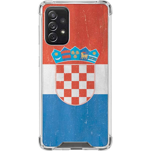 Croatia Flag Distressed Galaxy A72 5G Clear Case
