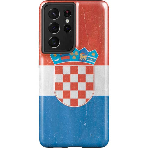 Croatia Flag Distressed Galaxy S21 Ultra 5G Pro Case