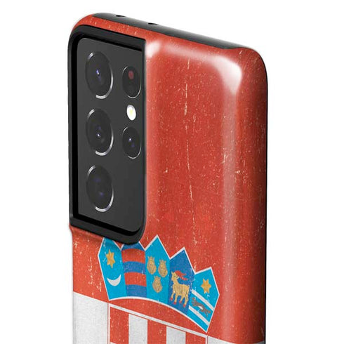 Croatia Flag Distressed Galaxy S21 Ultra 5G Pro Case