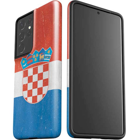 Croatia Flag Distressed Galaxy S21 Ultra 5G Pro Case