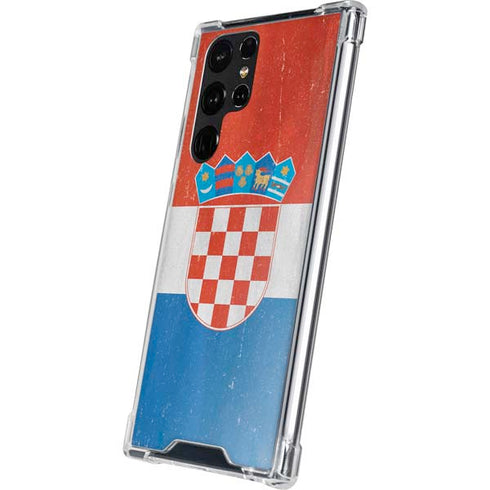 Croatia Flag Distressed Galaxy S22 Ultra Clear Case