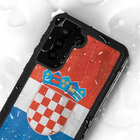 Croatia Flag Distressed Galaxy S23 Plus Waterproof Case