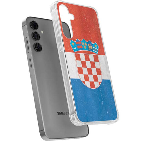 Croatia Flag Distressed Galaxy S24 Plus Clear Case