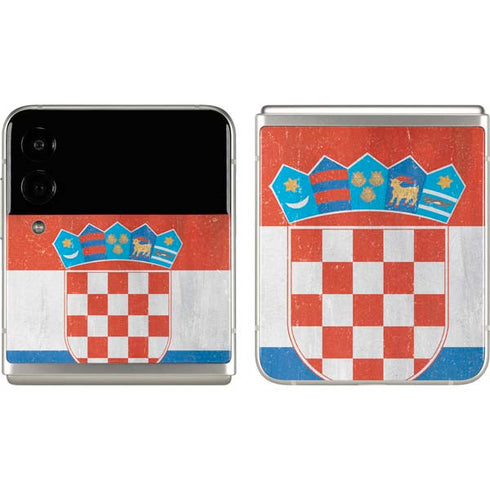 Croatia Flag Distressed Galaxy Z Flip3 5G Skin