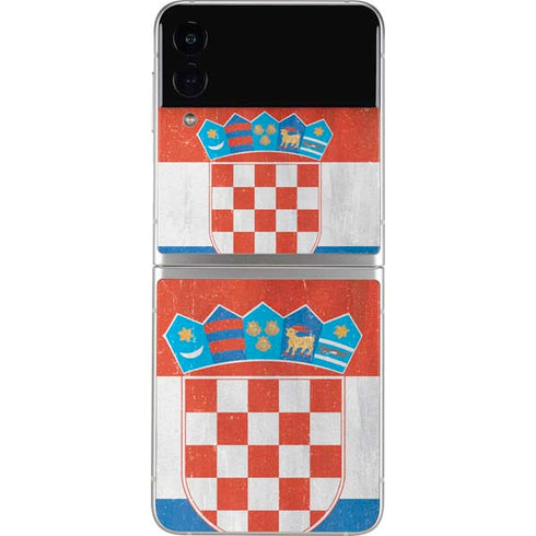 Croatia Flag Distressed Galaxy Z Flip3 5G Skin