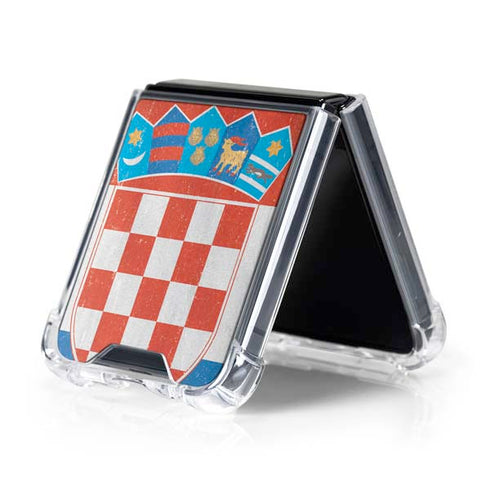 Croatia Flag Distressed Galaxy Z Flip5 5G Clear Case