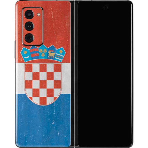 Croatia Flag Distressed Galaxy Z Fold2 5G Skin