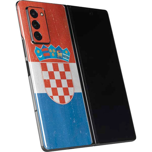 Croatia Flag Distressed Galaxy Z Fold2 5G Skin