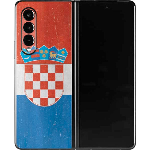 Croatia Flag Distressed Galaxy Z Fold3 5G Skin