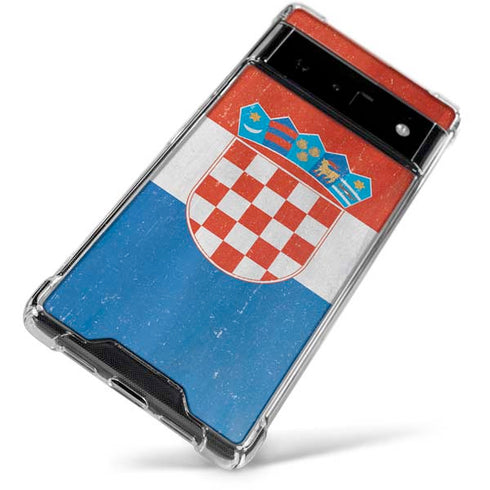Croatia Flag Distressed Google Pixel 6 Clear Case