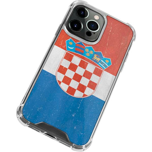 Croatia Flag Distressed iPhone 13 Pro Max Clear Case