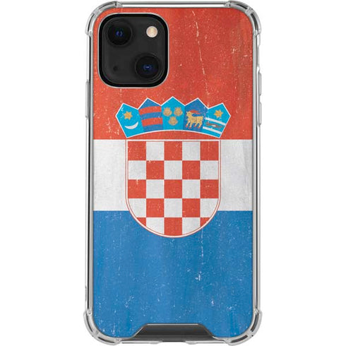 Croatia Flag Distressed iPhone 14 Plus Clear Case