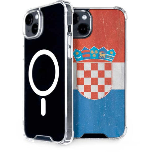 Croatia Flag Distressed iPhone 14 Plus MagSafe Case