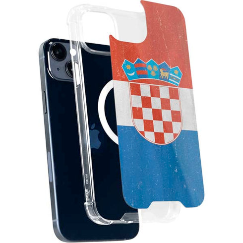 Croatia Flag Distressed iPhone 14 Plus MagSafe Case